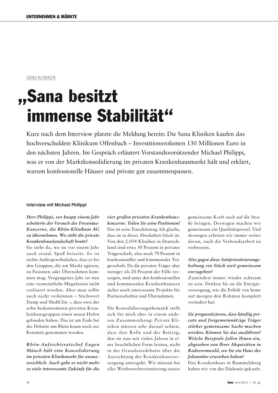 Vorschauseite 1: ?Sana besitzt immense Stabilität?