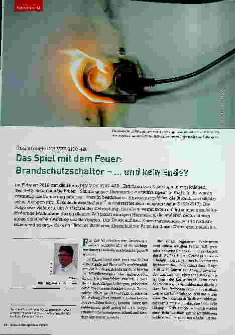 Vorschauseite 1: Das Spiel mit dem Feuer: Brandschutzschalter - ... und kein Ende?