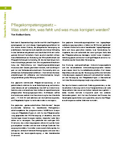 Vorschauseite 1: Pflegekompetenzgesetz – Was steht drin, was fehlt und was muss korrigiert werden?