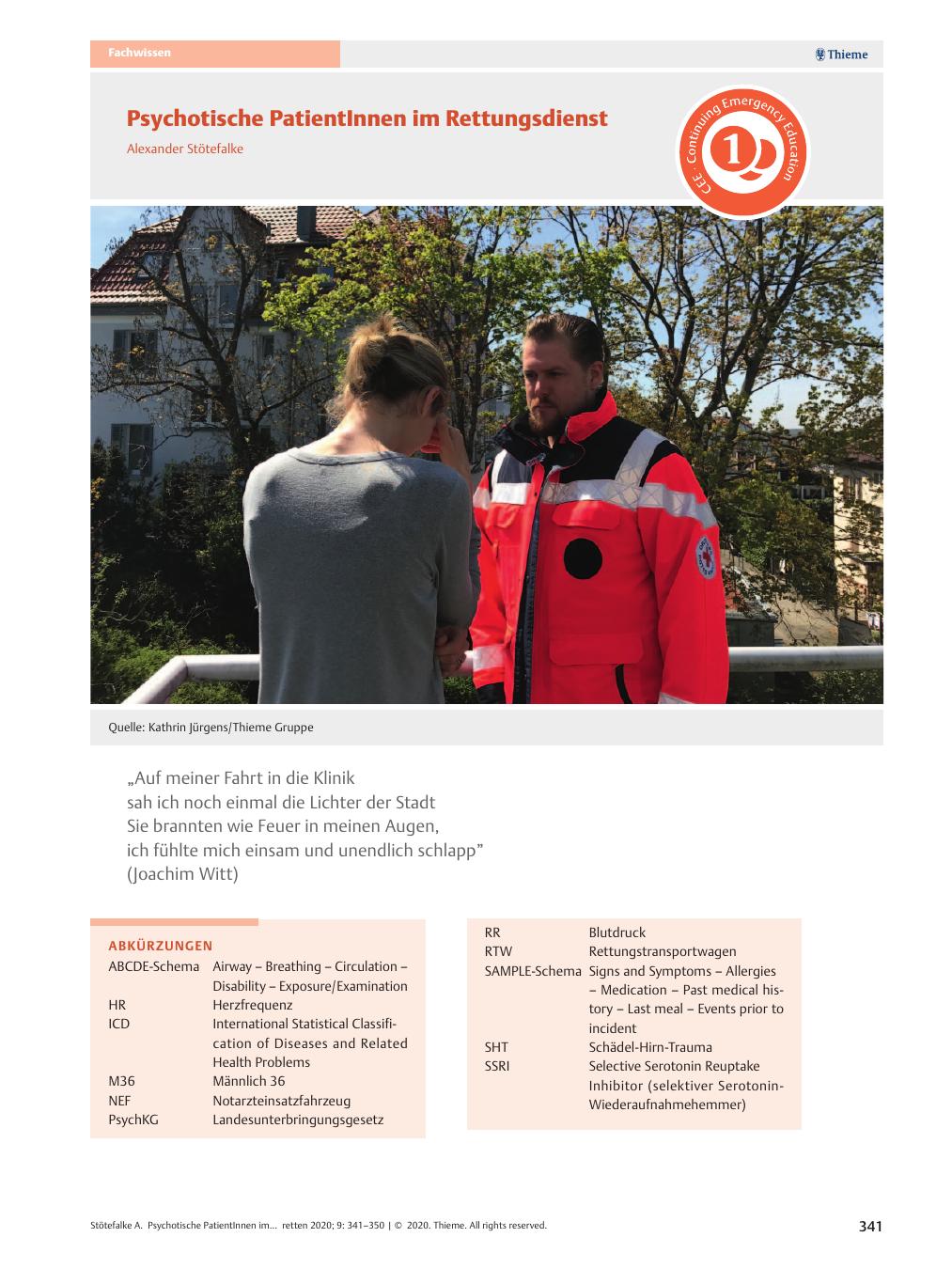 Vorschauseite 1: Psychotische Patienten im Rettungsdienst