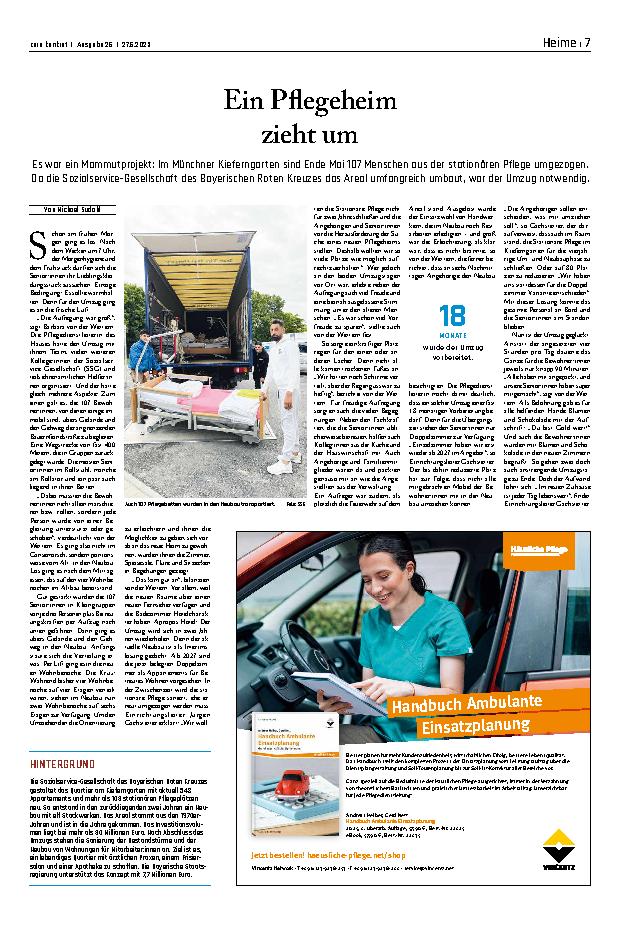 Vorschauseite 1: Ein Pflegeheim zieht um.