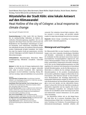 Vorschauseite 1: Hitzetelefon der Stadt Köln: eine lokale Antwort auf den Klimawandel
