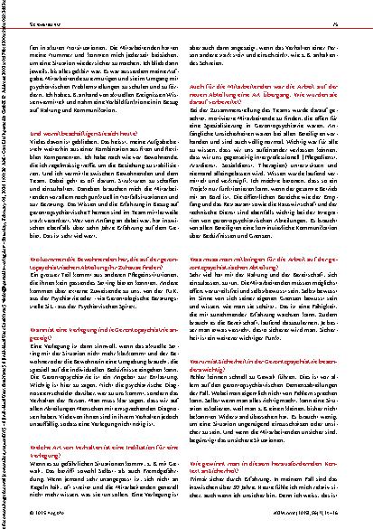 Vorschauseite 2: „Die Gerontopsychiatrie ist ein Angebot zur Entlastung“