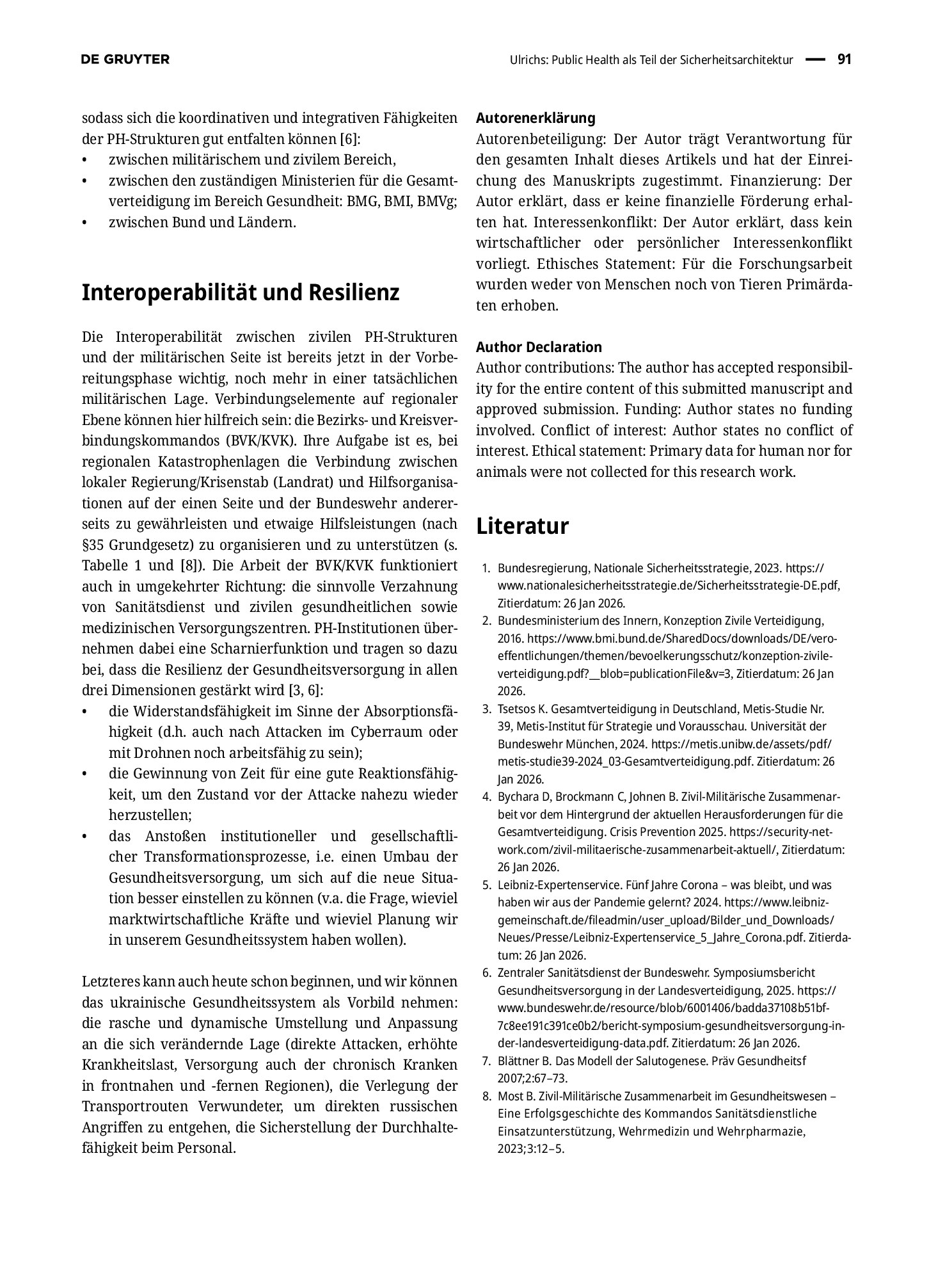 Vorschauseite 3: Public Health als Teil der Sicherheitsarchitektur