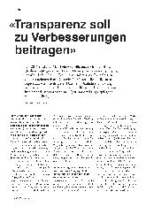 Vorschauseite 1: "Transparenz soll zu Verbesserungen beitragen"