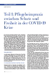 Vorschauseite 1: Teil 1: Pflegeheimpraxis zwischen Schutz und Freiheit in der COVID-19-Krise