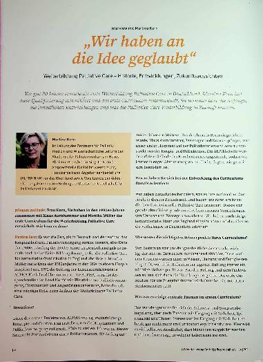 Vorschauseite 1: „Wir haben an die Idee geglaubt“ Weiterbildung Palliative Care - Historie, Entwicklungen, Zukunftsaussichten