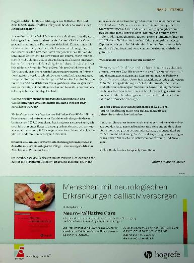 Vorschauseite 4: „Wir haben an die Idee geglaubt“ Weiterbildung Palliative Care - Historie, Entwicklungen, Zukunftsaussichten