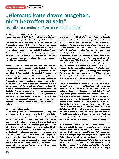 Vorschauseite 1: „Niemand kann davon ausgehen, nicht betroffen zu sein“ Was die Krankenhausreform für Berlin bedeutet