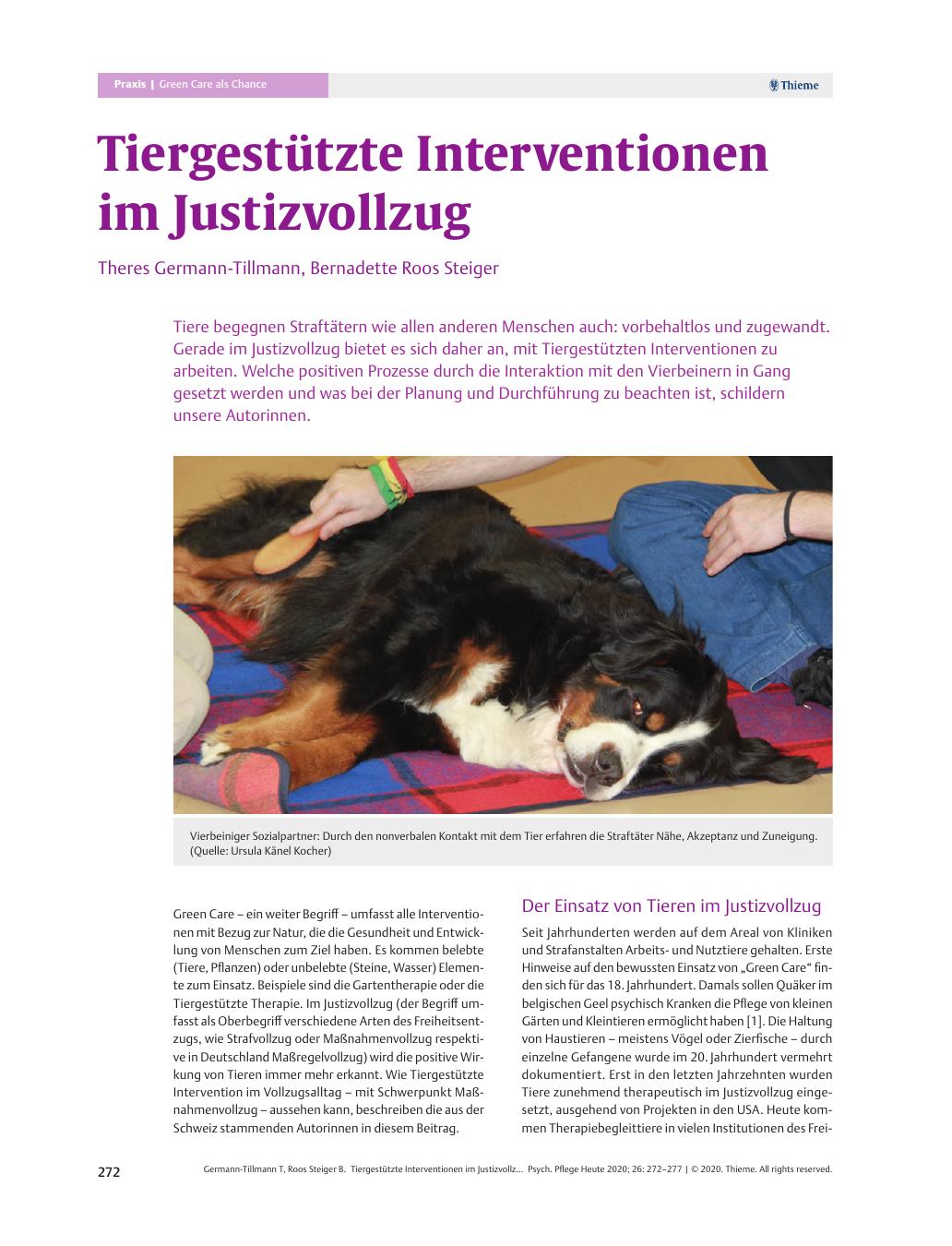 Vorschauseite 1: Tiergestützte Interventionen im Justizvollzug