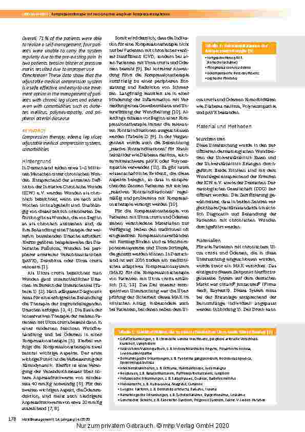 Vorschauseite 2: Kompressionstherapie mit medizinischen adaptiven Kompressionssystemen: Resultate einer retrospektiven Analyse von 48 Patienten mit chronischem Ulcus cruris und Ödemen