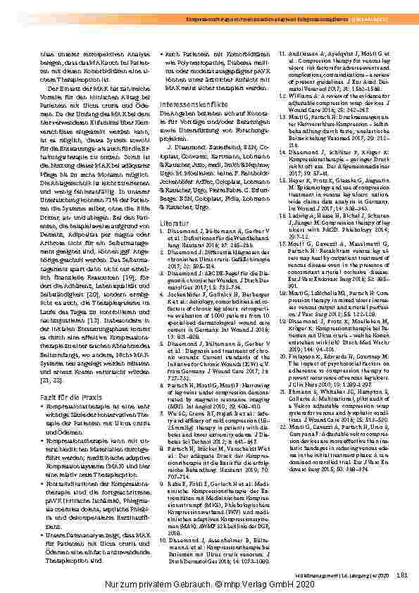 Vorschauseite 5: Kompressionstherapie mit medizinischen adaptiven Kompressionssystemen: Resultate einer retrospektiven Analyse von 48 Patienten mit chronischem Ulcus cruris und Ödemen