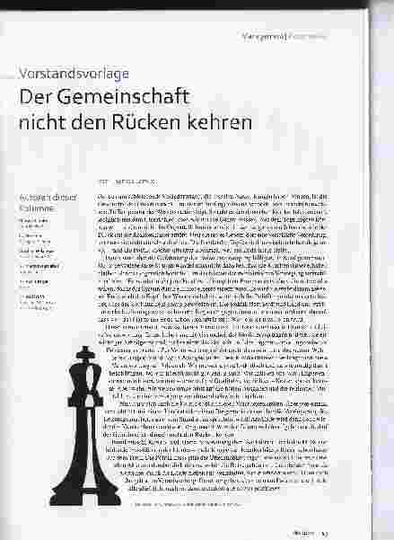 Vorschauseite 2: Corrected: Der Gemeinschaft nicht den Rücken kehren.
