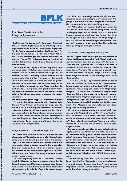 Vorschauseite 1: Plattform für akademische Pflegefachpersonen