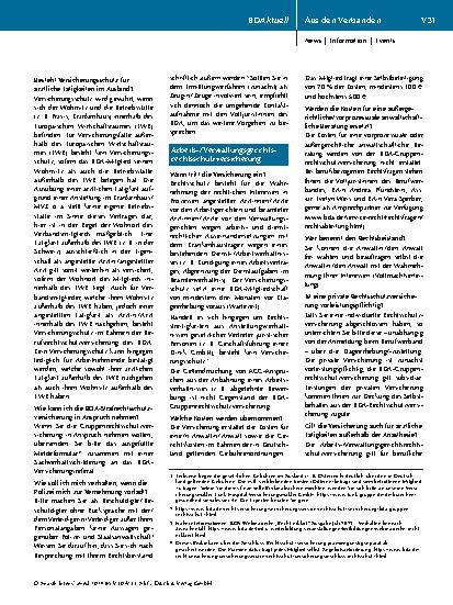 Vorschauseite 2: Berufsrechtsschutzversicherung für BDA-Mitglieder