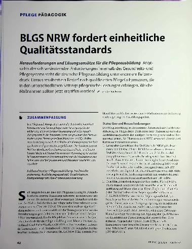 Vorschauseite 1: BLGS NRW fordert einheitliche Qualitätsstandards