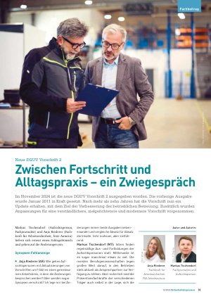 Vorschauseite 1: Neue DGUV Vorschrift 2 Zwischen Fortschritt und Alltagspraxis – ein Zwiegespräch