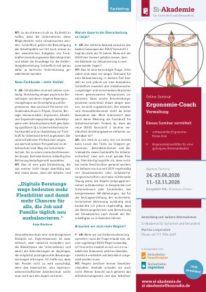 Vorschauseite 3: Neue DGUV Vorschrift 2 Zwischen Fortschritt und Alltagspraxis – ein Zwiegespräch