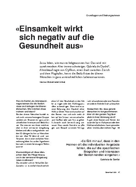 Vorschauseite 1: "Einsamkeit wirkt sich negativ auf die Gesundheit aus."