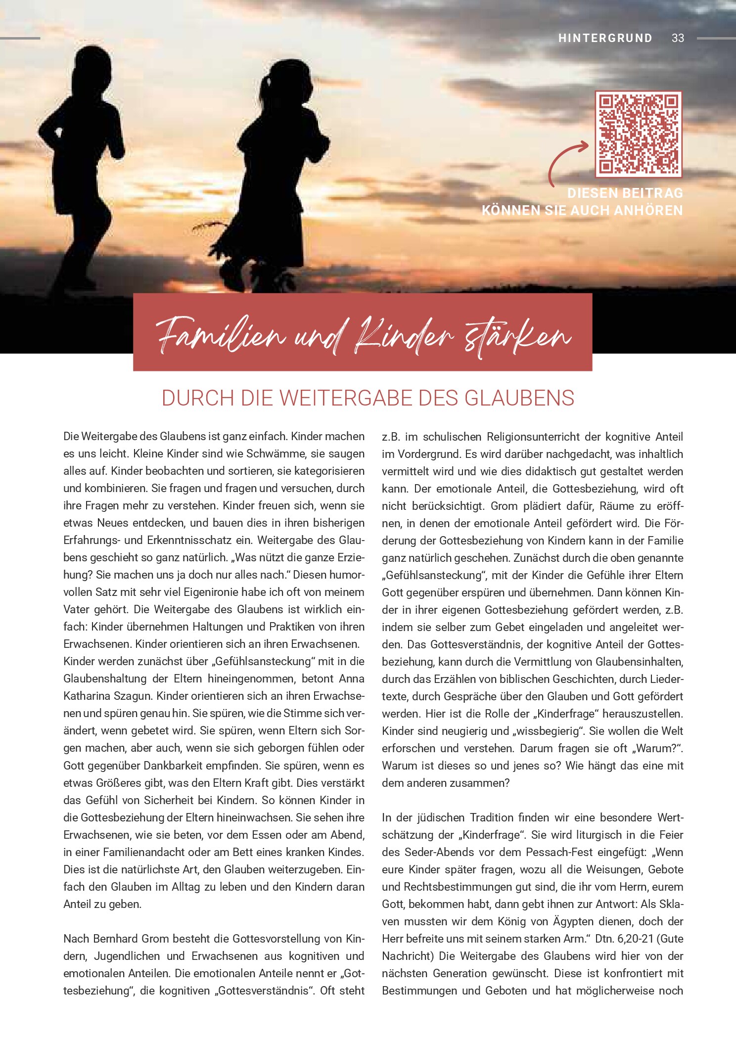 Vorschauseite 1: Familien und Kinder stärken durch die Weitergabe des Glaubens