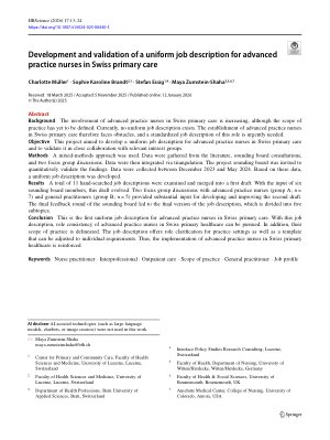 Vorschauseite 1: Entwicklung und Validierung einer einheitlichen Stellenbeschreibung für Advanced Practice Nurses in der Schweizer Grundversorgung
