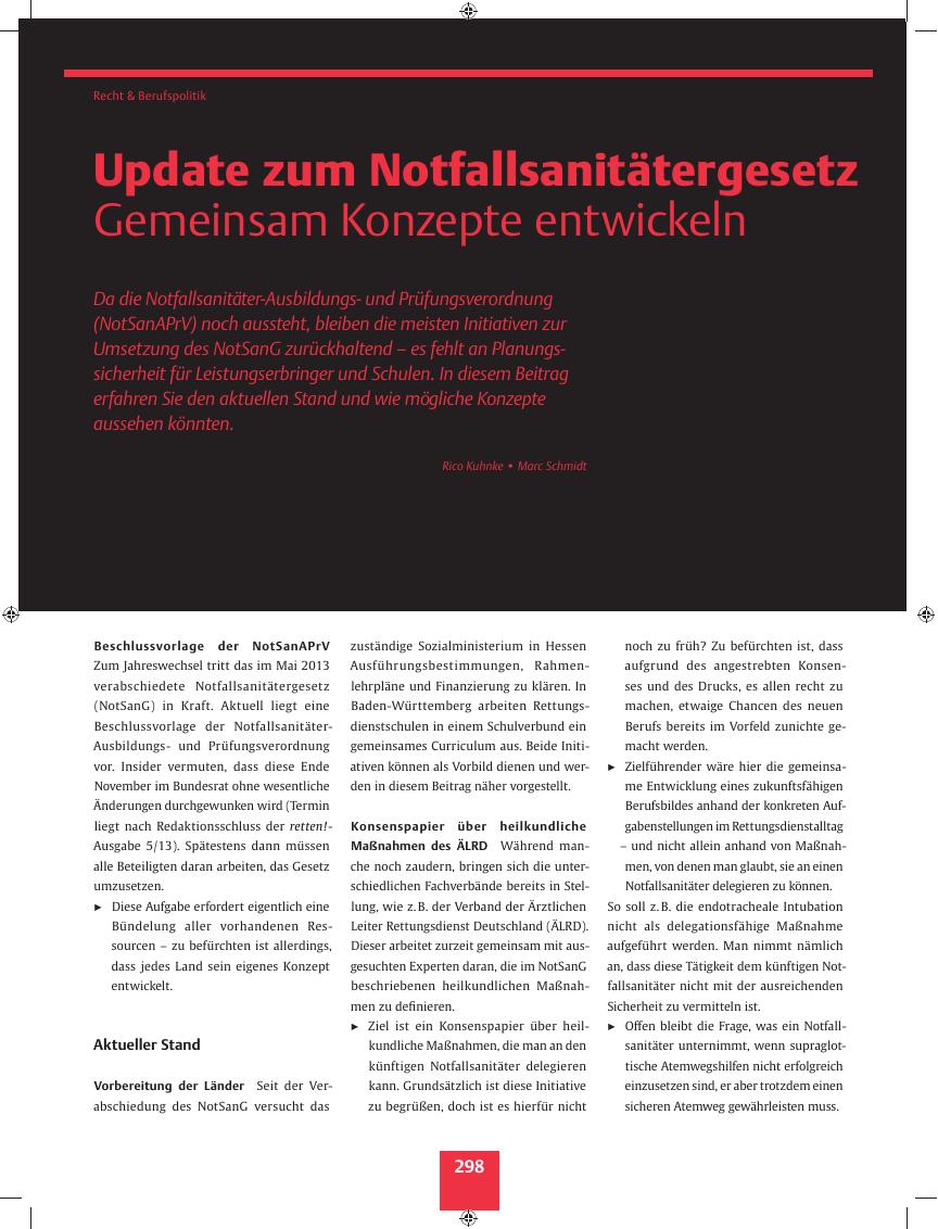 Vorschauseite 1: Update zum Notfallsanitätergesetz? Gemeinsam Konzepte entwickeln