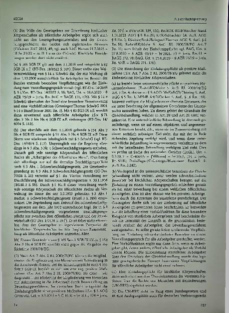 Vorschauseite 4: Aus der Rechtsprechung: Keine Verpflichtung kirchlicher Körperschaften zur Einladung schwerbehinderter Bewerber zum Vorstellungsgespräch.