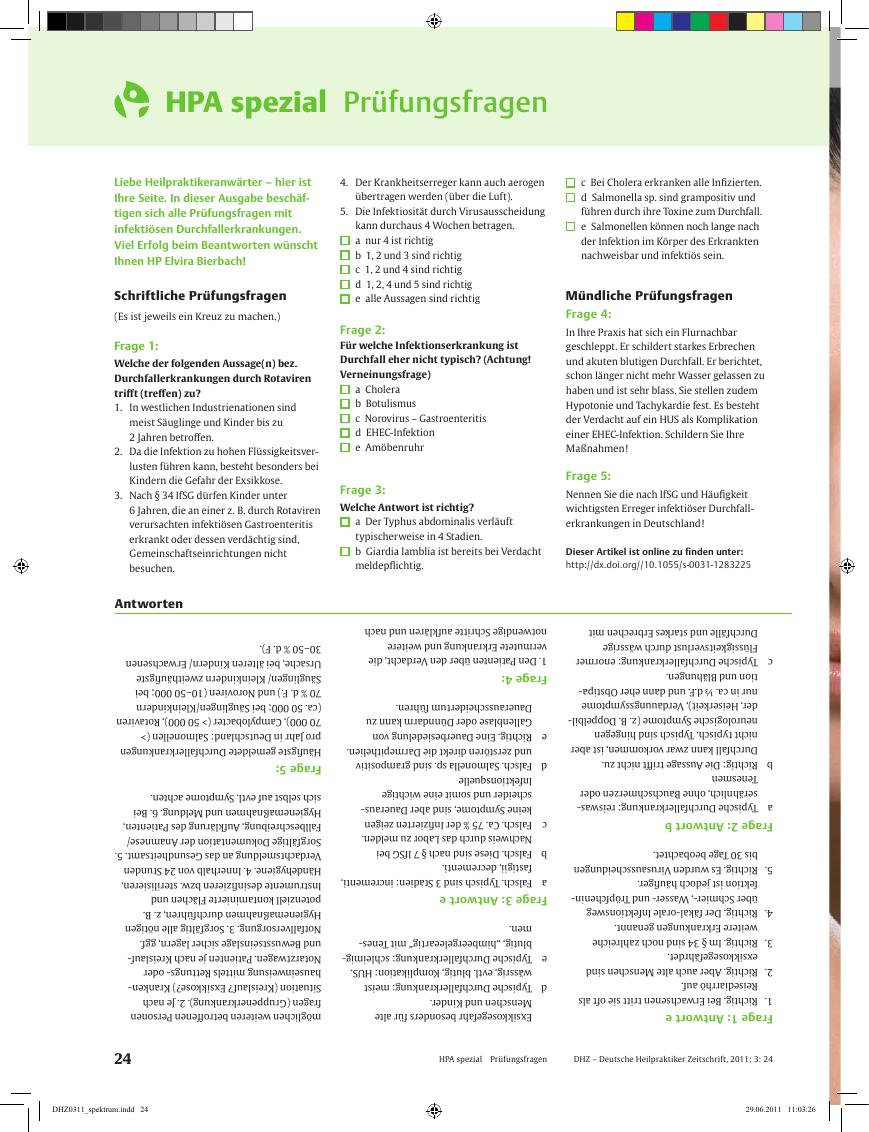 Vorschauseite 1: HPA Prüfungsfragen