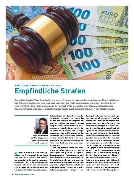 Vorschauseite 1: Serie Arbeitsschutz und Strafrecht – Teil 3 Empfindliche Strafen