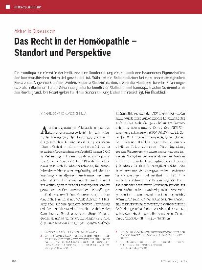 Vorschauseite 1: Das Recht in der Homöopathie – Standort und Perspektive