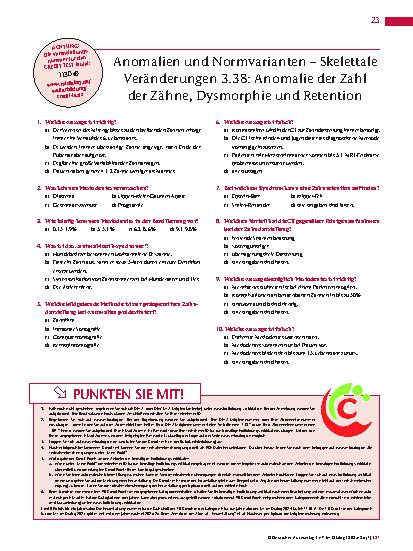 Vorschauseite 4: Anomalien und Normvarianten – Skelettale Veränderungen 3. 38: Anomalie der Zahl der Zähne, Dysmorphie und Retention