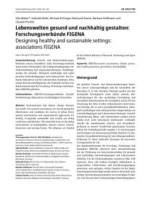 Vorschauseite 1: Lebenswelten gesund und nachhaltig gestalten: Forschungsverbünde FIGENA