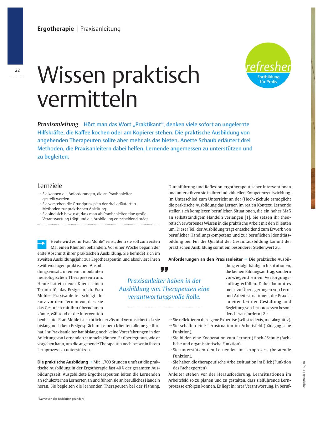Vorschauseite 1: Wissen praktisch vermitteln ? Praxisanleitung