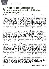 Vorschauseite 1: Der lange Weg zur Etablierung der Pflegewissenschaft an österreichischen Universitäten (Teil 1)
