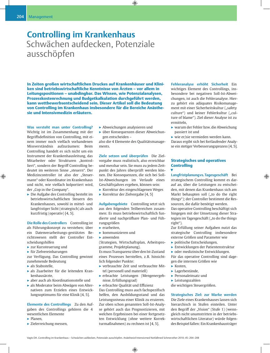 Vorschauseite 1: Controlling im Krankenhaus – Schwächen aufdecken, Potenziale ausschöpfen