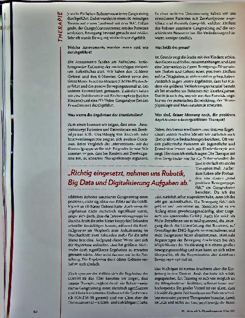 Vorschauseite 3: "Wegzudenken ist der Therapeut nicht" Roboter-assistiertes Gangtraining bei infantiler Zerebralparese