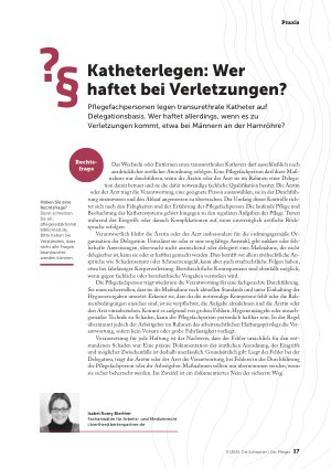 Vorschauseite 1: Katheterlegen: Wer haftet bei Verletzungen?