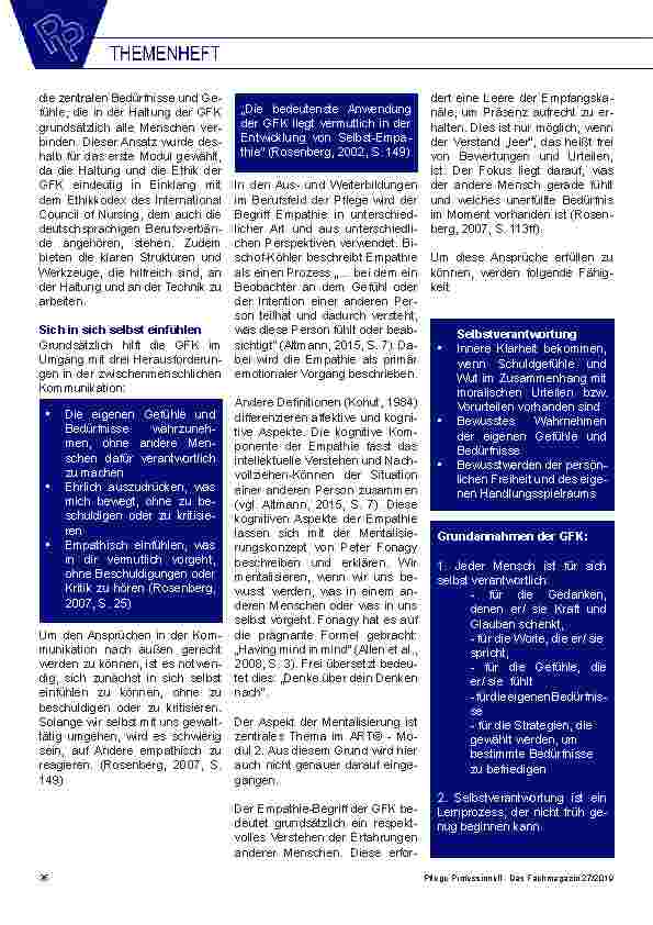 Vorschauseite 3: Bedürfniswahrnehmung in der Pflegeausbildung durch Selbstempathie