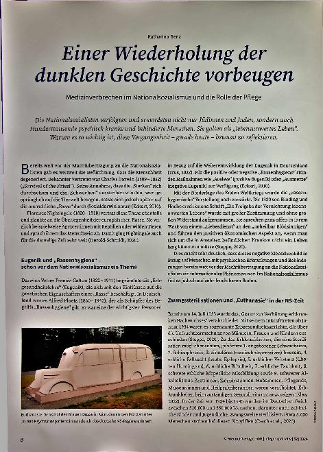 Vorschauseite 1: Einer Wiederholung der dunklen Geschichte vorbeugen: Medizinverbrechen im Nationalsozialismus und die Rolle der Pflege