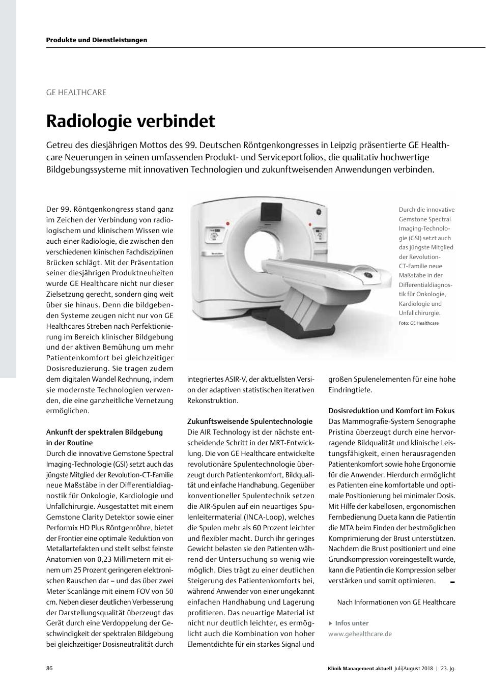 Vorschauseite 1: GE Healthcare: Radiologie verbindet