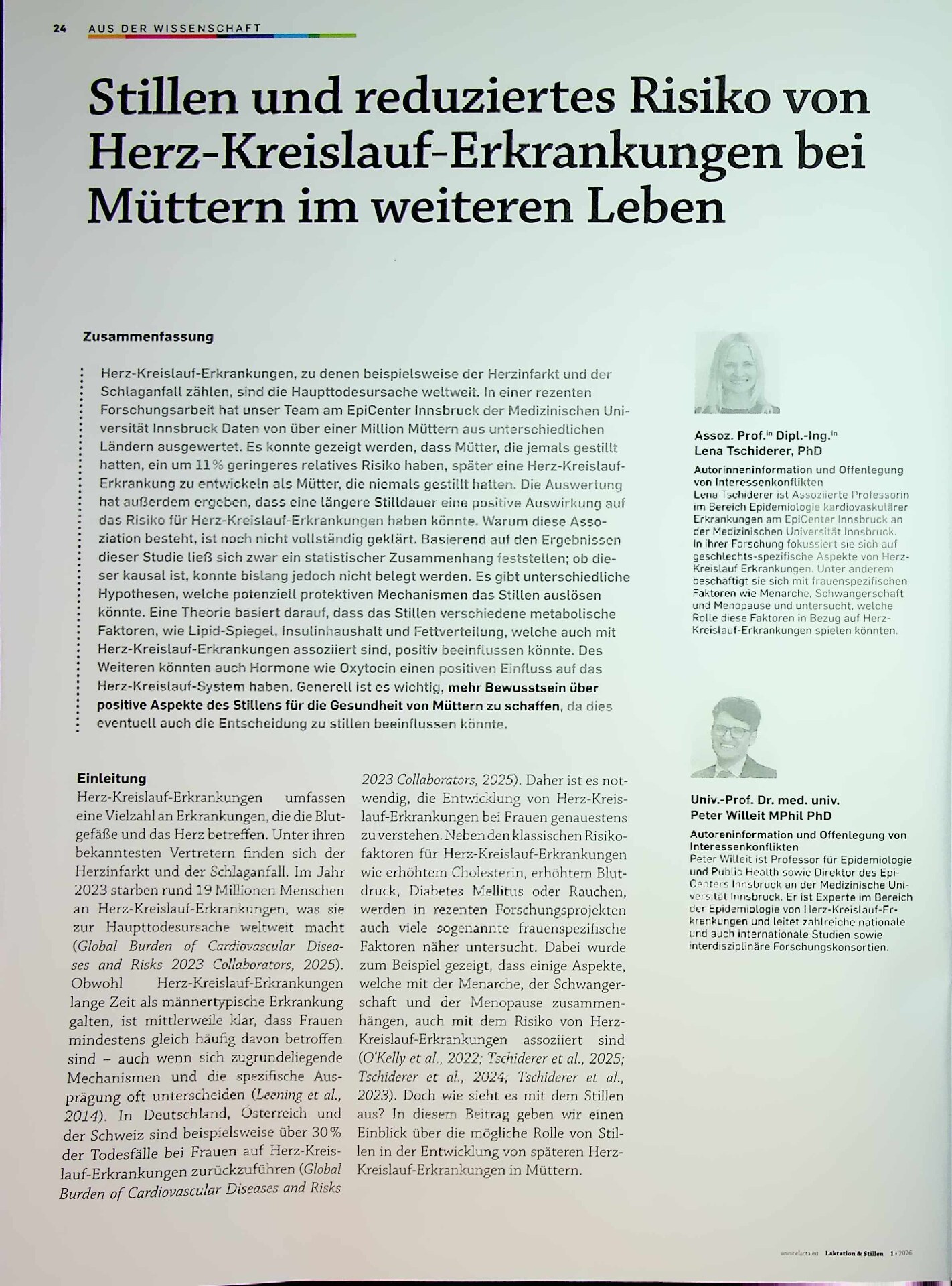 Vorschauseite 1: Stillen und reduziertes Risiko von Herz-Kreislauf-Erkrankungen bei Müttern im weiteren Leben