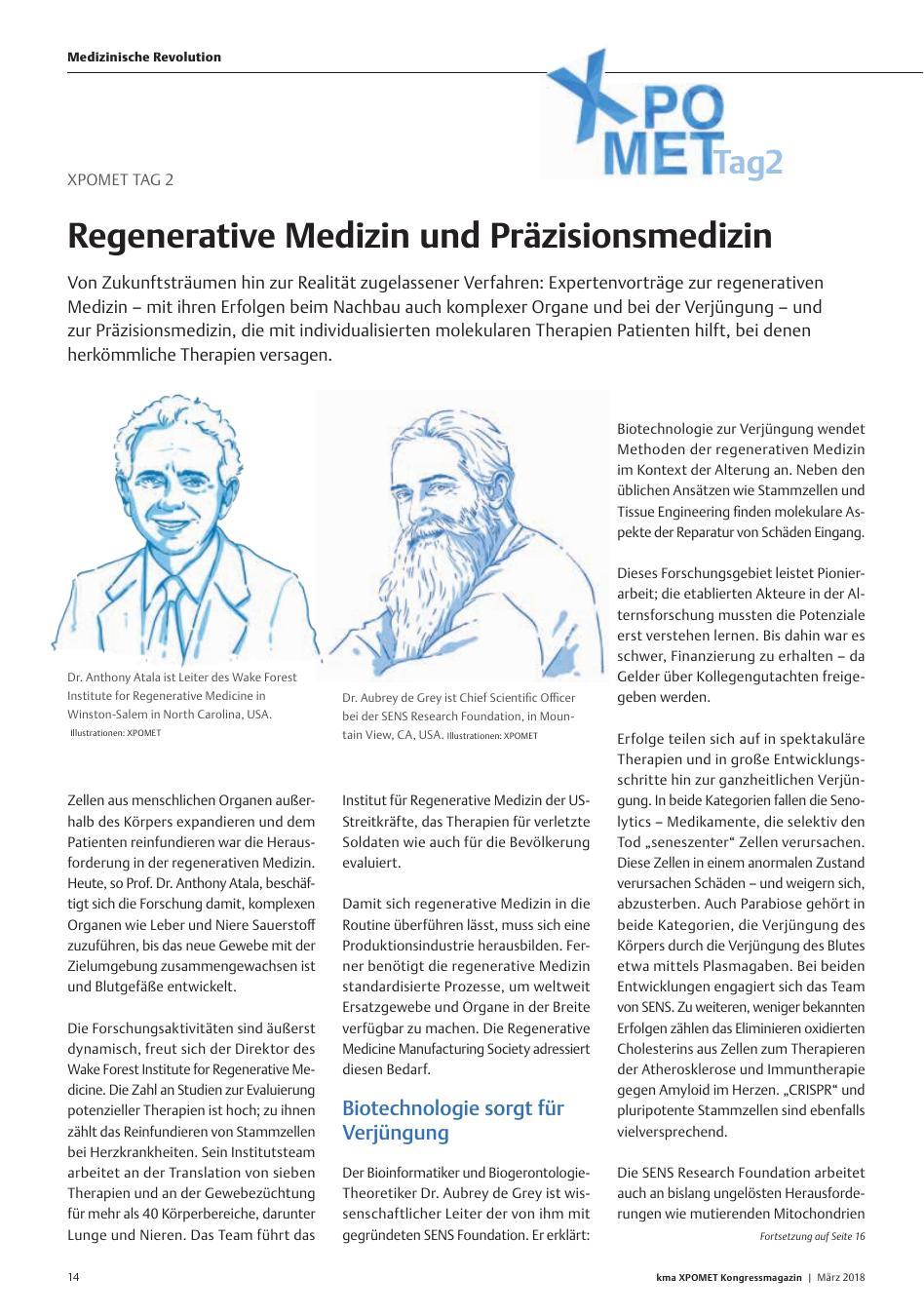 Vorschauseite 1: XPOMET Tag 2: Regenerative Medizin und Präzisionsmedizin