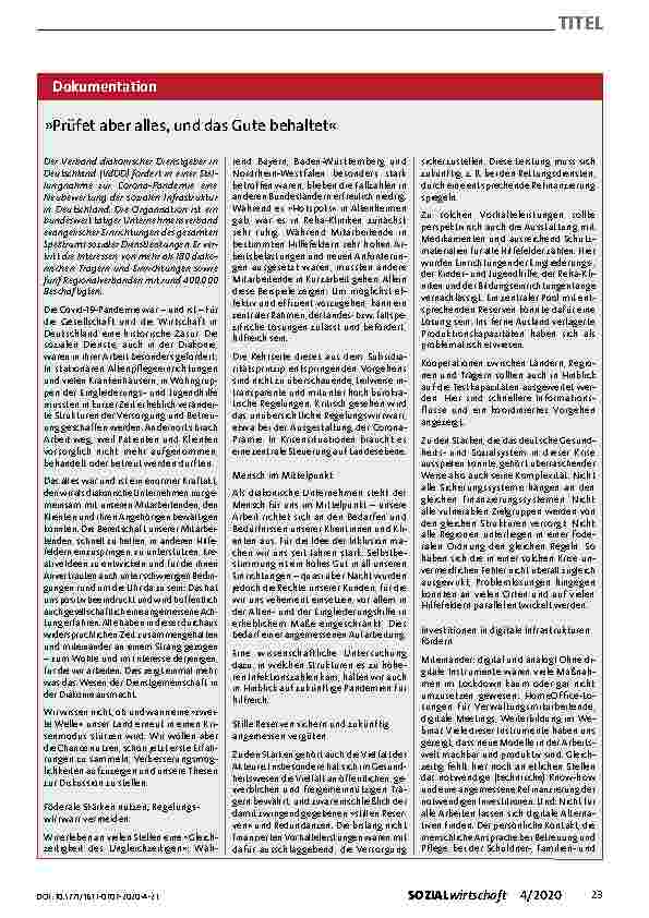 Vorschauseite 1: "Prüfet aber alles, und das Gute behaltet."