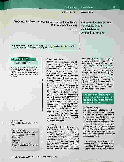 Vorschauseite 1: Zusammenfassung: Künstliche Intelligenz ist aus der modernen Medizin nicht mehr wegzudenken. Gerade in Anästhesie und Intensivmedizin, wo häufig elektronische Patientendatenmanage…