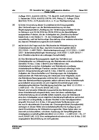 Vorschauseite 3: III. Personalvertretungsund Betriebsverfassungsrecht Streikbruchprämie – Mitbestimmung – Einigungsstelle