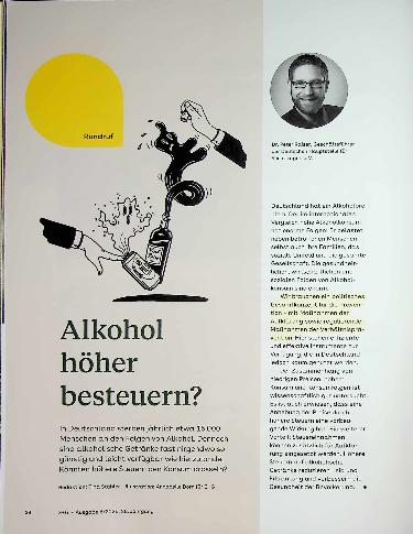 Vorschauseite 1: Alkohol höher besteuern?