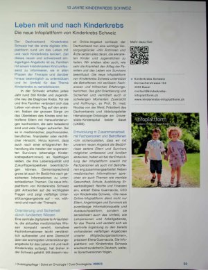 Vorschauseite 1: Leben mit und nach Kinderkrebs Die neue Infoplattform von Kinderkrebs Schweiz