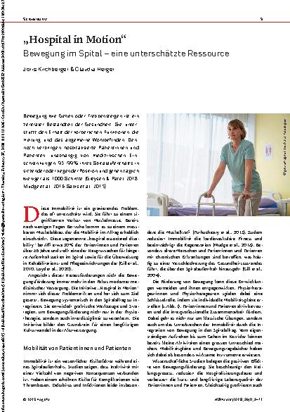 Vorschauseite 1: „Hospital in Motion“ Bewegung im Spital – eine unterschätzte Ressource