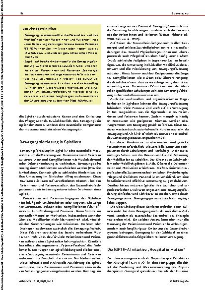 Vorschauseite 2: „Hospital in Motion“ Bewegung im Spital – eine unterschätzte Ressource