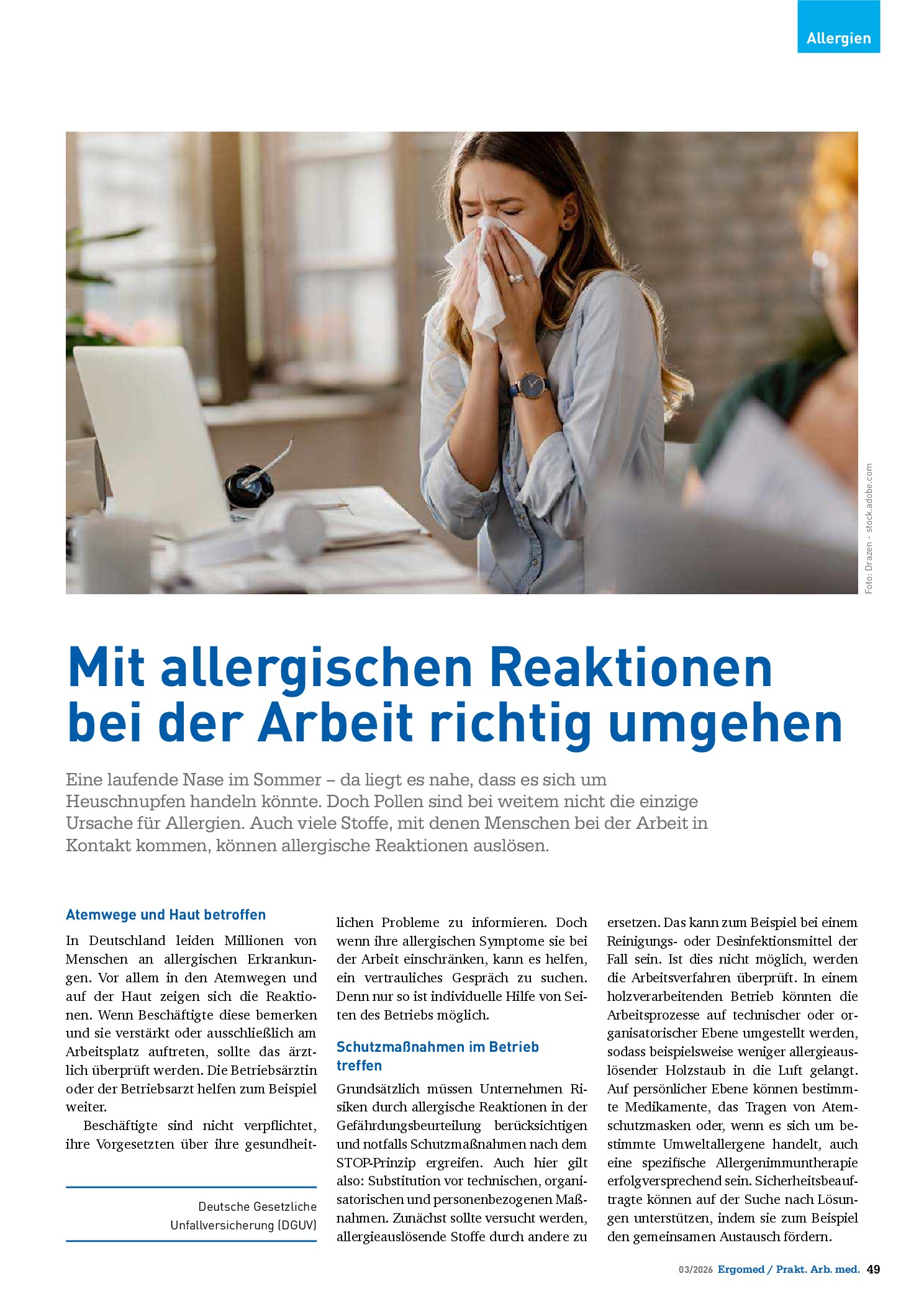 Vorschauseite 1: Mit allergischen Reaktionen bei der Arbeit richtig umgehen